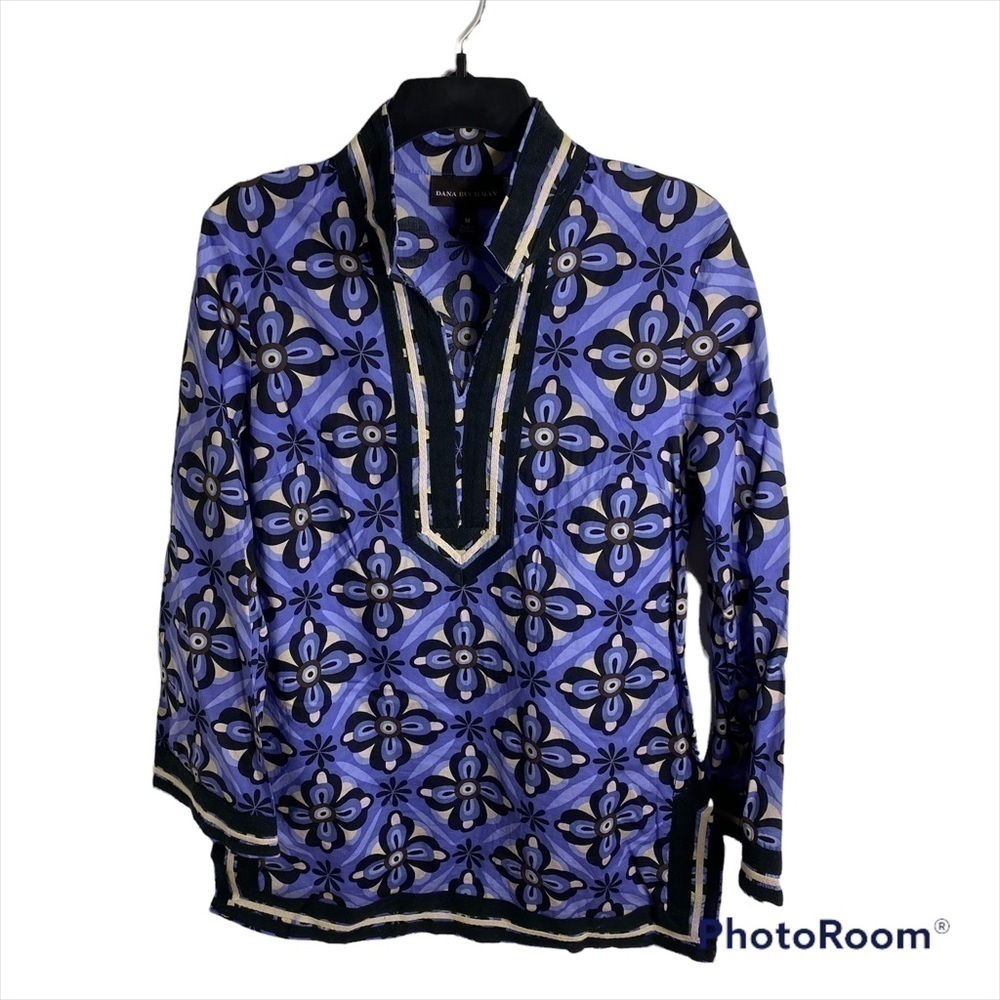 Dana Buchman Purple Tunic Medium Long Sleeve Top Shirt Women’s
